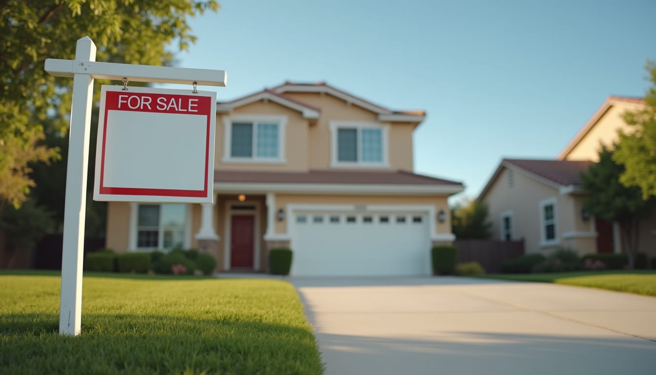 Eye-level view of a suburban house with a 